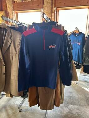 NFL Team Apparel Buffalo Bills Men's Royal Blue/Red Quarter-Zip Performance Pull